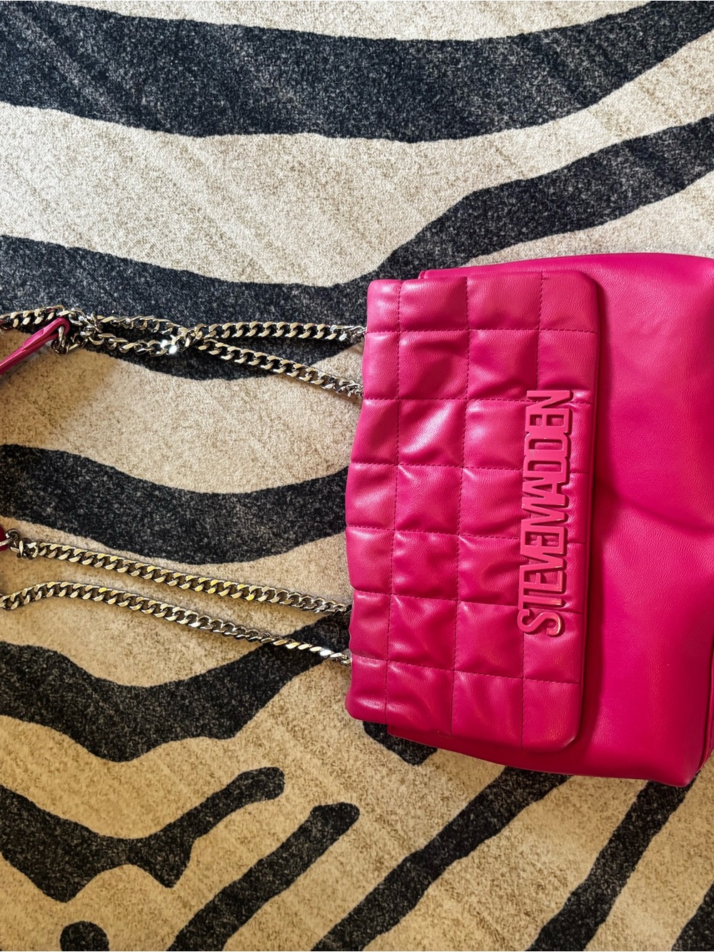 Steve Madden Quilted Hot Pink Chain Strap Shoulder Bag